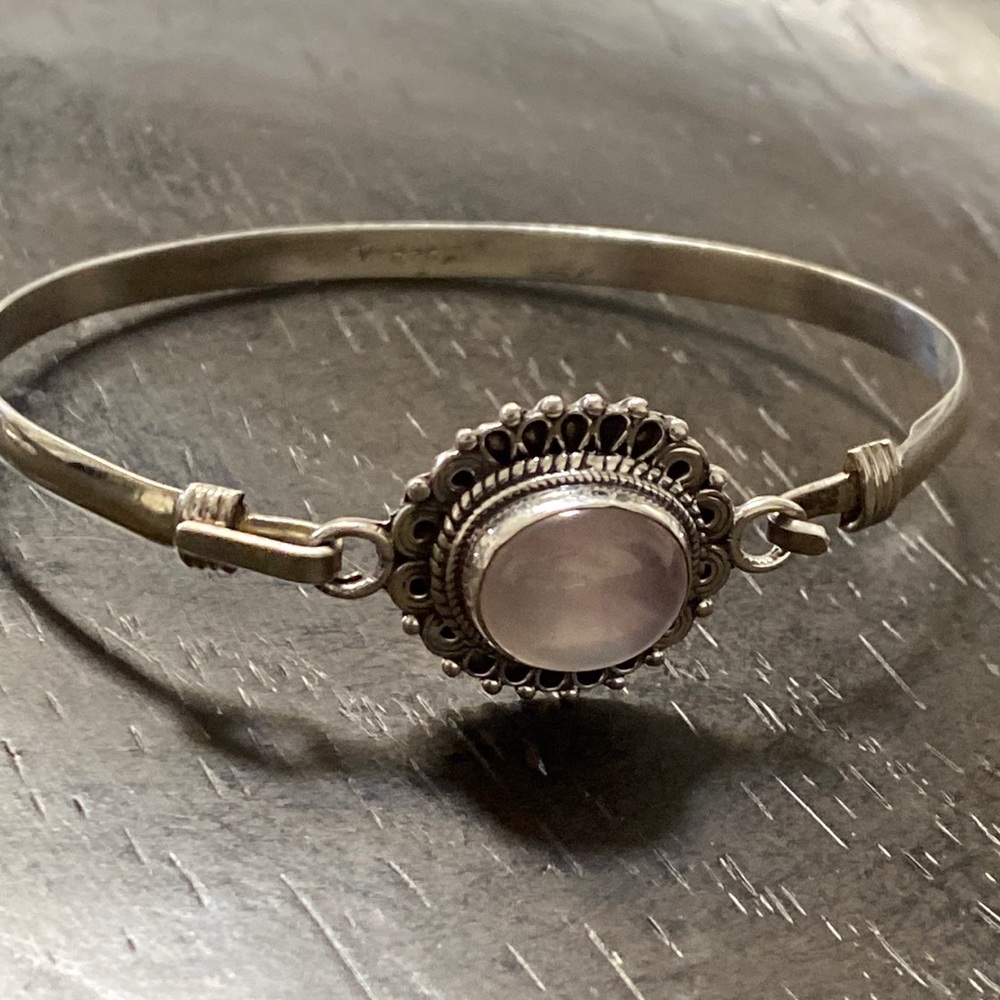 Rose Quartz Sterling Silver Bracelet